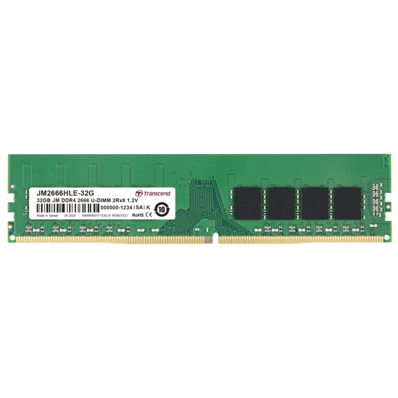 TRANSCEND 32GB JET MEMORY DDR4 2666MHZ DESKTOP UDIMM 2RX8 2GX8 CL19 (JM2666HLE-32G)_1
