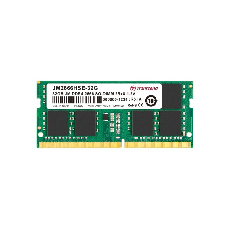 TRANSCEND 32GB JET MEMORY DDR4 2666MHZ NOTEBOOK SO-DIMM 2RX8 2GX8 CL19 (JM2666HSE-32G)_1