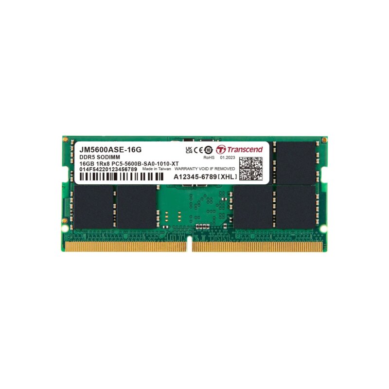 TRANSCEND JET MEMORY 16GB DDR5-5600 NOTEBOOK SO-DIMM 1RX8 CL46  (2Gx8)x8 (JM5600ASE-16G)_1