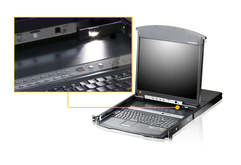 8-port 17'' Dual Rail LCD IP Cat5 KVM - D.Rail LCD KVM IP SW. W/(USKB/SPKB)/W/(US/EU) CORD (KL1508AIM)