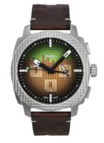 Fossil Minecraft Grass Block Chronograph Limited Edition Leather Strap Brown Dial Quartz LE1206 Men's Watch
