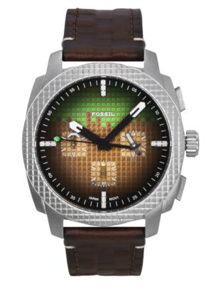 Fossil Minecraft Grass Block Chronograph Limited Edition Leather Strap Brown Dial Quartz LE1206 Men's Watch