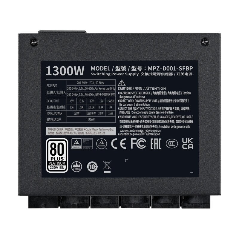Cooler Master V SFX Platinum 1300W 230V | Industry-leading SFX power supply (MPZ-D001-SFBP-BEU) - Image 23