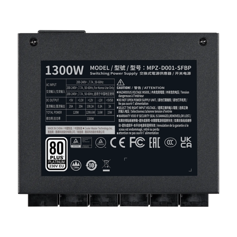 Cooler Master V SFX Platinum 1300W 230V | Industry-leading SFX power supply (MPZ-D001-SFBP-BEU) - Image 24