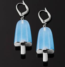 Ambrosini Jewels -  Orecchini Argento 925°  Ghiacciolo Finitura Bianca Pietra Azzurra Medi (21x14 Mm) (OG 02 01 01)  JEWELRY_main