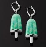 Ambrosini Jewels -  Orecchini Argento 925°  Ghiacciolo Finitura Bianca Pietra Verde Medi (21x14 Mm) (OG 02 01 02)  JEWELRY_main