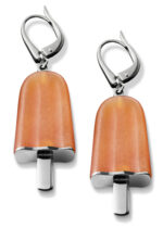 Ambrosini Jewels -  Orecchini Argento 925°  Ghiacciolo Finitura Bianca Pietra Arancio Medi (21x14 Mm) (OG 02 01 03)  JEWELRY_main
