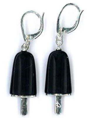 Ambrosini Jewels -  Orecchini Argento 925°  Ghiacciolo Finitura Bianca Pietra Nera Medi (21x14 Mm) (OG 02 01 04)  JEWELRY_main