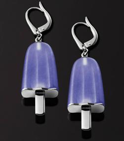 Ambrosini Jewels -  Orecchini Argento 925°  Ghiacciolo Finitura Bianca Pietra Viola Medi(21x14 Mm) (OG 02 01 07)  JEWELRY_main