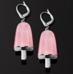 Ambrosini Jewels -  Orecchini Argento 925°  Ghiacciolo Finitura Bianca Pietra Rosa Medi (21x14 Mm) (OG 02 01 08)  JEWELRY_main