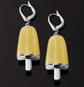 Ambrosini Jewels -  Orecchini Argento 925°  Ghiacciolo Finitura Bianca Pietra Gialla Medi (21x14 Mm) (OG 02 01 09)  JEWELRY_main