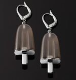 Ambrosini Jewels -  Orecchini Argento 925°  Ghiacciolo Finitura Bianca Pietra Marrone Medi (21x14 Mm) (OG 02 01 10)  JEWELRY_main