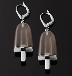 Ambrosini Jewels -  Orecchini Argento 925°  Ghiacciolo Finitura Bianca Pietra Marrone Medi (21x14 Mm) (OG 02 01 10)  JEWELRY_main