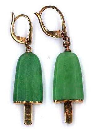 Ambrosini Jewels -  Orecchini Argento 925°  Ghiacciolo Finitura Rosé Pietra Verde Medi (21x14 Mm) (OG 02 02 02)  JEWELRY_main