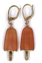 Ambrosini Jewels -  Orecchini Argento 925°  Ghiacciolo Finitura Rosé Pietra Arancio Medi (21x14 Mm) (OG 02 02 03)  JEWELRY_main