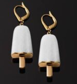 Ambrosini Jewels -  Orecchini Argento 925°  Ghiacciolo Finitura Rosé Pietra Bianca Medi (21x14 Mm) (OG 02 02 05)  JEWELRY_main