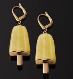 Ambrosini Jewels -  Orecchini Argento 925°  Ghiacciolo Finitura Rosé Pietra Gialla Medi (21x14 Mm) (OG 02 02 09)  JEWELRY_main