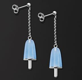 Ambrosini Jewels -  Orecchini Argento 925°  Ghiacciolo Finitura Bianca Pietra Azzurra Piccoli (14x8mm) (OG 03 01 01)  JEWELRY_main