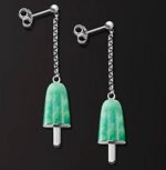 Ambrosini Jewels -  Orecchini Argento 925°  Ghiacciolo Finitura Bianca Pietra Verde Piccoli (14x8mm) (OG 03 01 02)  JEWELRY_main