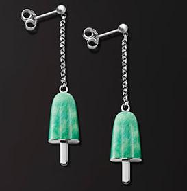 Ambrosini Jewels -  Orecchini Argento 925°  Ghiacciolo Finitura Bianca Pietra Verde Piccoli (14x8mm) (OG 03 01 02)  JEWELRY_main