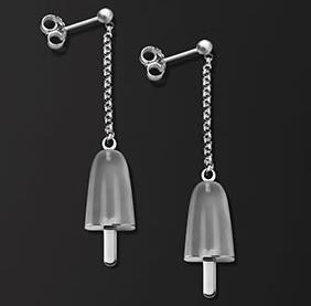 Ambrosini Jewels -  Orecchini Argento 925°  Ghiacciolo Finitura Bianca Pietra Ghiaccio Piccoli (14x8mm) (OG 03 01 06)  JEWELRY_main