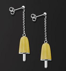Ambrosini Jewels -  Orecchini Argento 925°  Ghiacciolo Finitura Bianca Pietra Gialla Piccoli (14x8mm) (OG 03 01 09)  JEWELRY_main