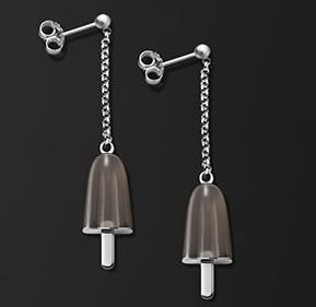 Ambrosini Jewels -  Orecchini Argento 925°  Ghiacciolo Finitura Bianca Pietra Marrone Piccoli (14x8mm) (OG 03 01 10)  JEWELRY_main