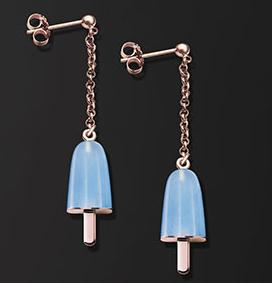 Ambrosini Jewels -  Orecchini Argento 925°  Ghiacciolo Finitura Rosé Pietra Azzurra Piccoli(14x8mm) (OG 03 02 01)  JEWELRY_main
