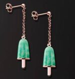 Ambrosini Jewels -  Orecchini Argento 925°  Ghiacciolo Finitura Rosé Pietra Verde Piccoli (14x8mm) (OG 03 02 02)  JEWELRY_main