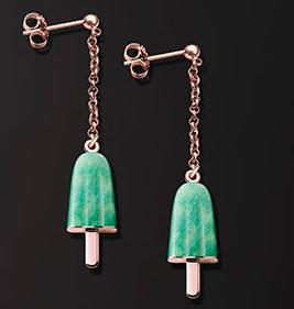 Ambrosini Jewels -  Orecchini Argento 925°  Ghiacciolo Finitura Rosé Pietra Verde Piccoli (14x8mm) (OG 03 02 02)  JEWELRY_main