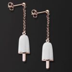 Ambrosini Jewels -  Orecchini Argento 925°  Ghiacciolo Finitura Rosé Pietra Bianca Piccoli (14x8mm) (OG 03 02 05)  JEWELRY_main