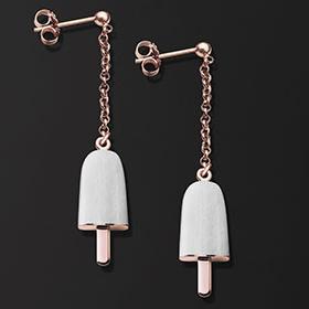 Ambrosini Jewels -  Orecchini Argento 925°  Ghiacciolo Finitura Rosé Pietra Bianca Piccoli (14x8mm) (OG 03 02 05)  JEWELRY_main