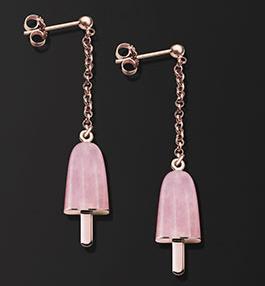 Ambrosini Jewels -  Orecchini Argento 925°  Ghiacciolo Finitura Rosé Pietra Rosa Piccoli (14x8mm) (OG 03 02 08)  JEWELRY_main