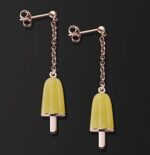 Ambrosini Jewels -  Orecchini Argento 925°  Ghiacciolo Finitura Rosé Pietra Gialla Piccoli (14x8mm) (OG 03 02 09)  JEWELRY_main