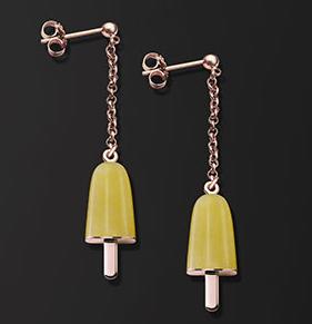 Ambrosini Jewels -  Orecchini Argento 925°  Ghiacciolo Finitura Rosé Pietra Gialla Piccoli (14x8mm) (OG 03 02 09)  JEWELRY_main