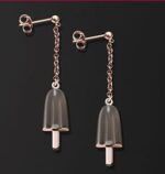 Ambrosini Jewels -  Orecchini Argento 925°  Ghiacciolo Finitura Rosé Pietra Marrone Piccoli (14x8mm) (OG 03 02 10)  JEWELRY_main