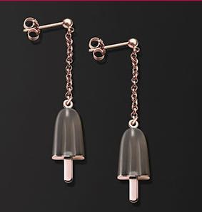 Ambrosini Jewels -  Orecchini Argento 925°  Ghiacciolo Finitura Rosé Pietra Marrone Piccoli (14x8mm) (OG 03 02 10)  JEWELRY_main