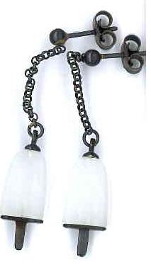 Ambrosini Jewels -  Orecchini Argento 925°  Ghiacciolo Finitura Brunita Pietra Bianca Piccoli (14x8mm) (OG 03 03 05)  JEWELRY_main