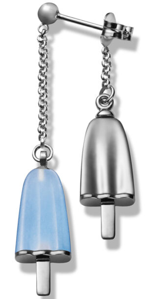 Ambrosini Jewels -  Orecchini Doppi Argento 925° Ghiacciolo Finitura Bianca Pietra Azzurra (OGD 03 01 01)  JEWELRY_main
