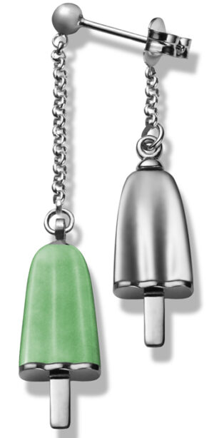 Ambrosini Jewels -  Orecchini Doppi Argento 925° Ghiacciolo Finitura Bianca Pietra Verde (OGD 03 01 02)  JEWELRY_main