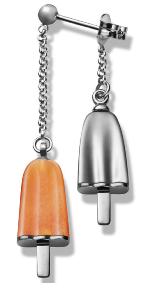 Ambrosini Jewels -  Orecchini Doppi Argento 925° Ghiacciolo Finitura Bianca Pietra Arancio (OGD 03 01 03)  JEWELRY_main
