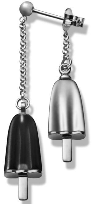 Ambrosini Jewels -  Orecchini Doppi Argento 925° Ghiacciolo Finitura Bianca Pietra Nera (OGD 03 01 04)  JEWELRY_main