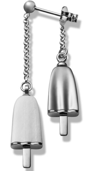Ambrosini Jewels -  Orecchini Doppi Argento 925° Ghiacciolo Finitura Bianca Pietra Bianca (OGD 03 01 05)  JEWELRY_main