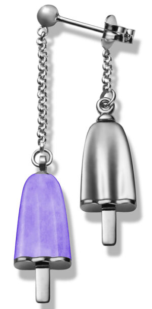 Ambrosini Jewels -  Orecchini Doppi Argento 925° Ghiacciolo Finitura Bianca Pietra Viola (OGD 03 01 07)  JEWELRY_main