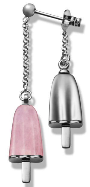 Ambrosini Jewels -  Orecchini Doppi Argento 925° Ghiacciolo Finitura Bianca Pietra Rosa (OGD 03 01 08)  JEWELRY_main