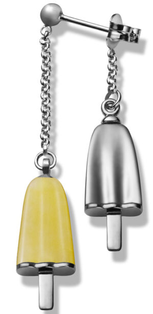 Ambrosini Jewels -  Orecchini Doppi Argento 925° Ghiacciolo Finitura Bianca Pietra Gialla (OGD 03 01 09)  JEWELRY_main