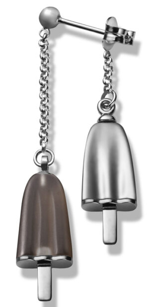Ambrosini Jewels -  Orecchini Doppi Argento 925° Ghiacciolo Finitura Bianca Pietra Marrone (OGD 03 01 10)  JEWELRY_main