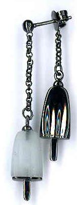 Ambrosini Jewels -  Orecchini Doppi Argento 925° Ghiacciolo Finitura Brunita Pietra Bianca (OGD 03 03 05)  JEWELRY_main