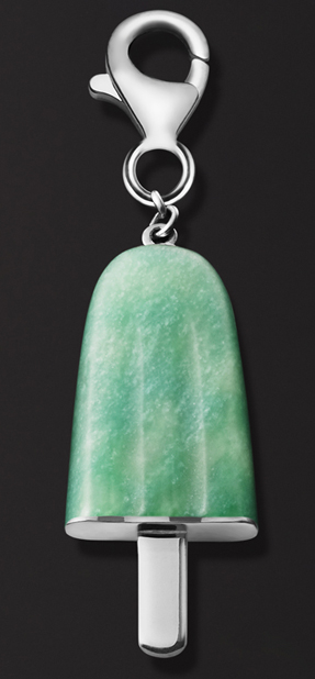 Ambrosini Jewels -  Pendente Argento 925°  Ghiacciolo Finitura Bianca Pietra Verde  Piccolo (21x14 Mm) (PG 03 01 02)  JEWELRY_main