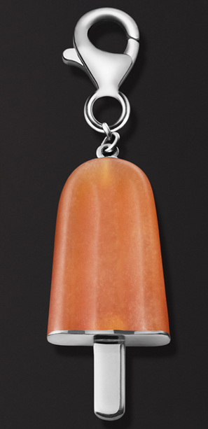 Ambrosini Jewels -  Pendente Argento 925°  Ghiacciolo Finitura Bianca Pietra Arancio Piccolo (21x14 Mm) (PG 03 01 03)  JEWELRY_main